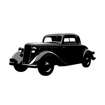 Vintage black classic car side view illustration