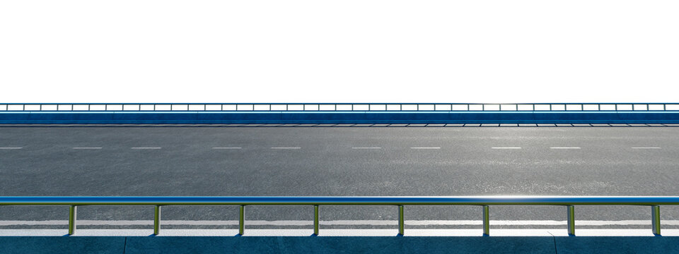 3d rendering empty asphalt road with white background
