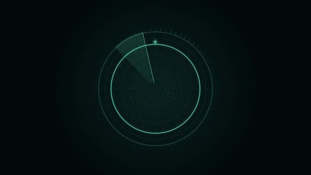 Abstract animated sonar ping returning from the depths drawn as cyan and teal lines and shapes on a deep dark background. Seamless looping 4K motion graphics video with free space for text, ideal for 