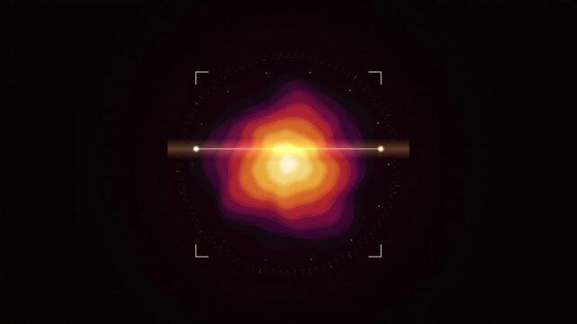 Abstract animated heat mapped as a thermal gradient drawn as yellow and gold lines and shapes on a deep dark background. Seamless looping 4K motion graphics video with free space for text, ideal for t