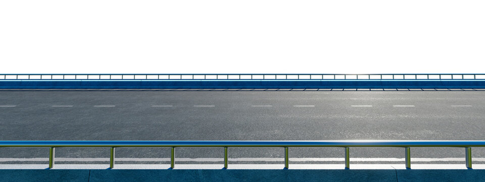 3d rendering empty asphalt road with transparent background