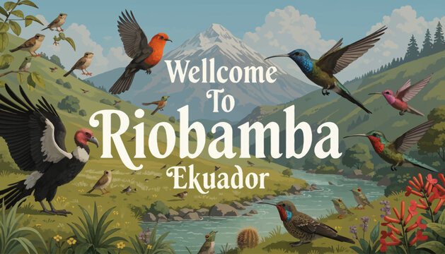 Welcome to Riobamba Ecuador scenic landscape with birds and mountains