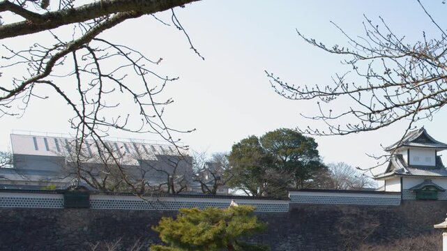 Traditional Stone Walls and Architecture of Kanazawa Castle in Japan