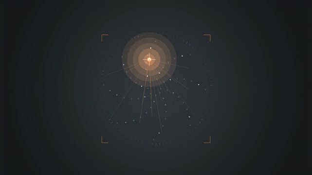 Abstract animated sound localised by an acoustic camera drawn as amber and orange lines and shapes on a deep dark background. Seamless looping 4K motion graphics video with free space for text, ideal 