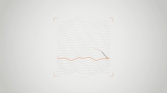 Abstract animated atomic force probe tracing a surface drawn as cool blue-white lines and shapes on a bright, clean light background. Seamless looping 4K motion graphics video with free space for text