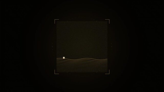 Abstract animated electron beam rastering across a specimen drawn as cool blue-white lines and shapes on a deep dark background. Seamless looping 4K motion graphics video with free space for text, ide