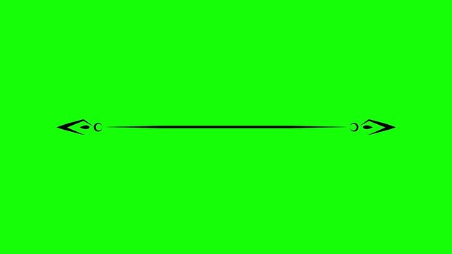 Elegant black decorative line divider animation on chroma key green screen