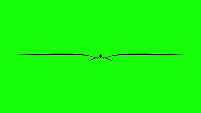 Elegant Decorative Flourish Line Divider Animation on Green Screen