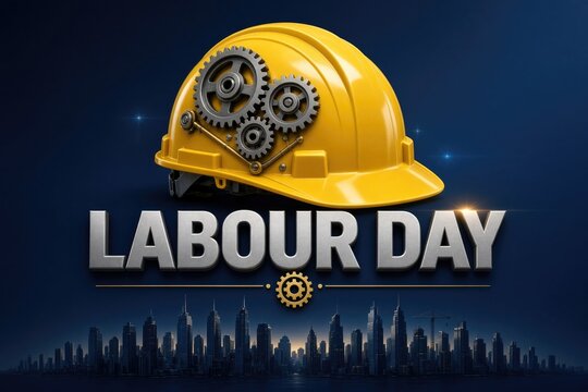 Hard hat with gears symbolizes hard work, celebrating dedication and achievements