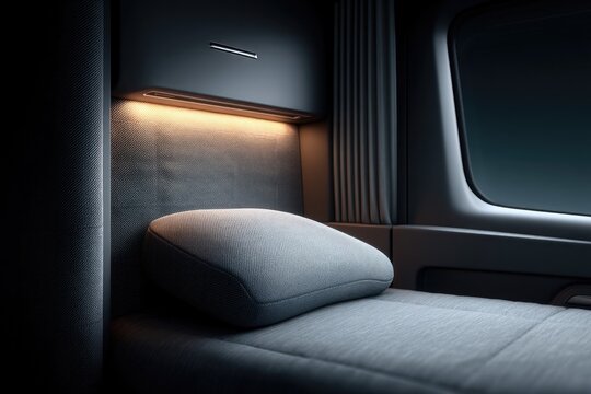 Cozy sleeping area with soft bedding and ambient light, perfect