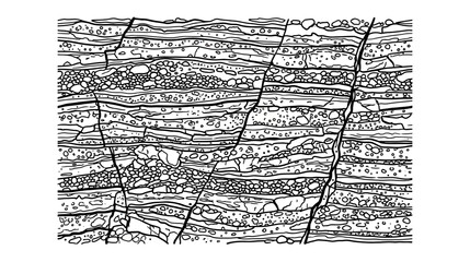 Obraz premium Geological Stratigraphy Layers with Cracks Illustration