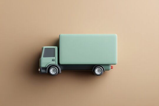 Mint green truck model on neutral background emphasizing transpo