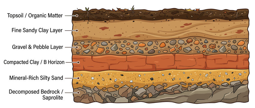 Soil Layers Cross Section Illustration Isolated