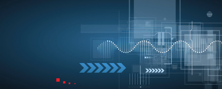 Futuristic hexagons, DNA strands, connected neural web