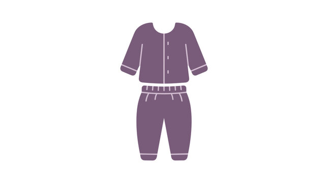 A minimalist purple baby pajama set vector icon. Flat style illustration perfect for children fashion design, e-commerce, parenting blogs, and nursery websites.
