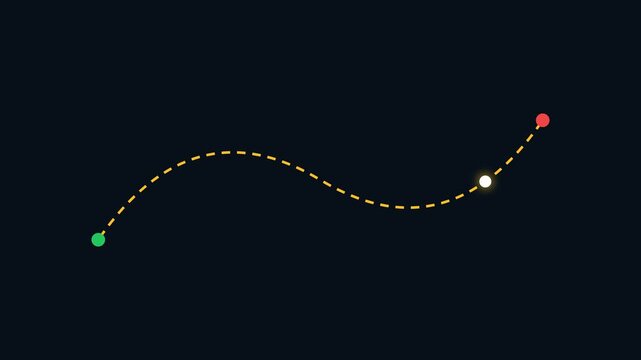 Motion of particles along a curved path illustrating dynamic movement and trajectory flow.