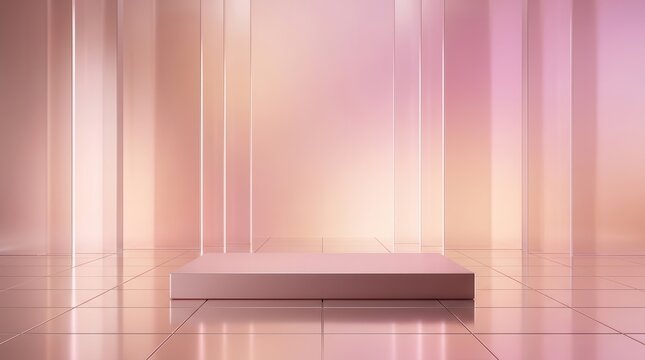 A beautiful pink gradient scene with a modern podium in an abstract studio.