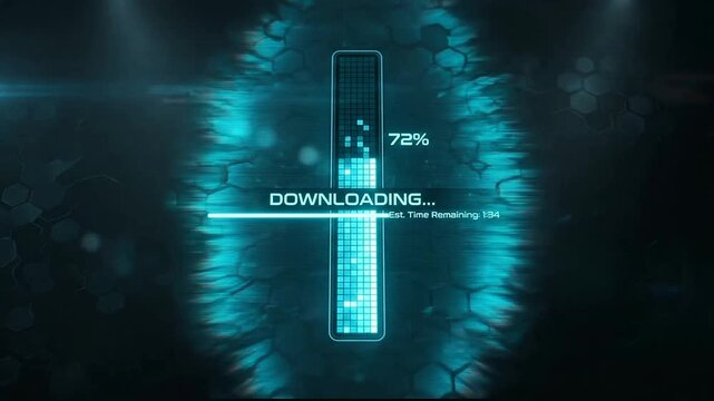 Futuristic digital loading bar with progress indicator and tech background