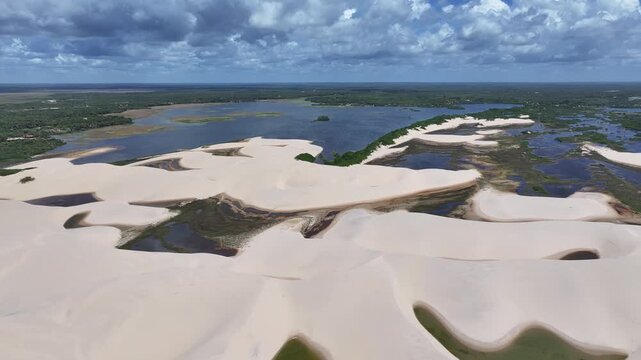 Small Sheets At Paulino Neves In Maranhao Brazil. Freshwater Lakes Landscape. Sand Dunes Mountains. Small Sheets At Paulino Neves. Tourism Travel. Nature Scene. Beach Background. Brazil Northeastern.