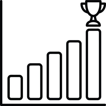 Bar chart icon showing growth towards a trophy award.