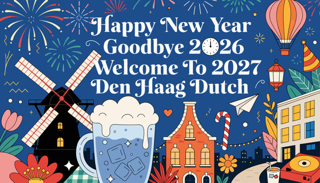 Happy New Year 2027 Celebration in Den Haag, Netherlands