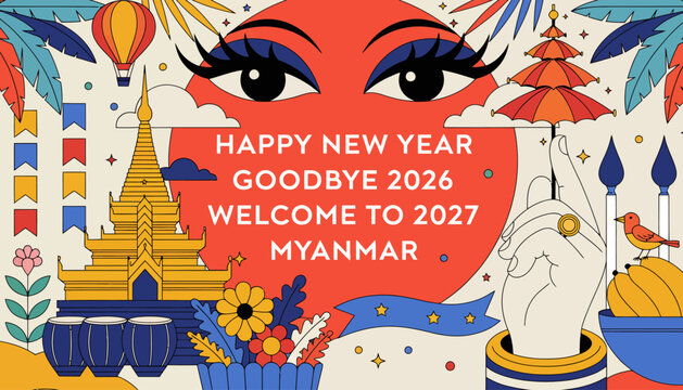 Happy new year celebration in Myanmar