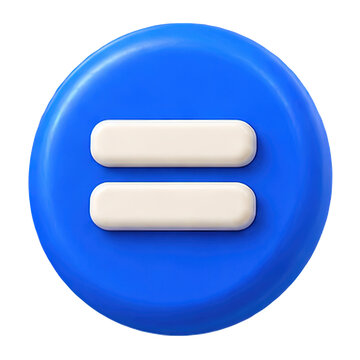 3D rendered equal sign icon on a blue circle background