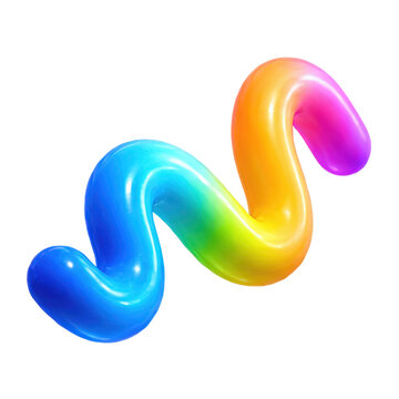 Shiny rainbow-colored abstract wavy shape on a white background
