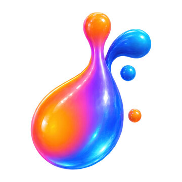 Vibrant liquid splash with gradient colors and small droplets