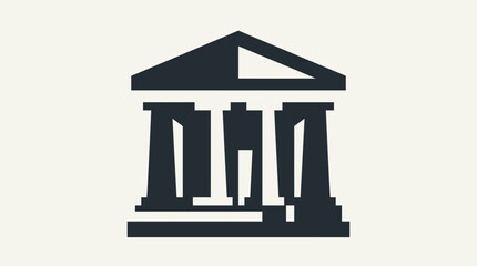 Naklejka premium Minimalist vector icon of a classical bank building with columns.