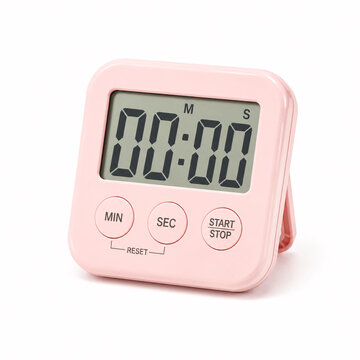 Pink digital kitchen timer with digital display and buttons