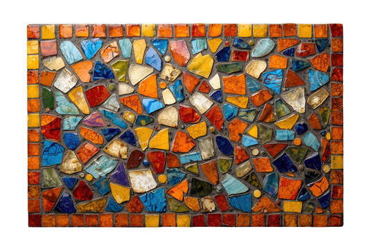 Bright multicolor mosaic rectangular tile panel