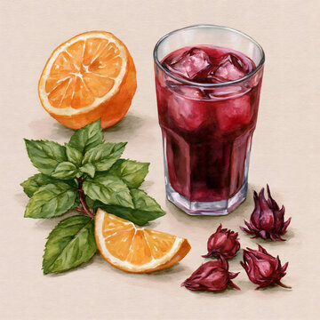 Discover a Refreshing Drink Experience with a Delightful Hibiscus and Orange Beverage, Perfect for Summer Gatherings and Cool Evenings, Bursting with Flavor and Natural Goodness.