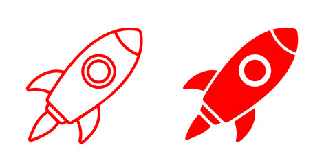 Blue rocket PNG icon set with outline and solid spacecraft symbols for launch space travel and innovation © Icon Design 