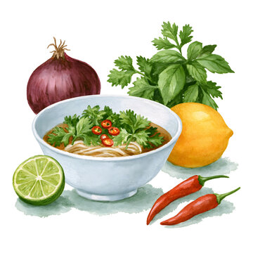 Explore the Delicious World of Noodle Soup: A Flavorful Fusion of Fresh Ingredients Such as Cilantro, Lime, and Spicy Chili in a Gourmet Presentation