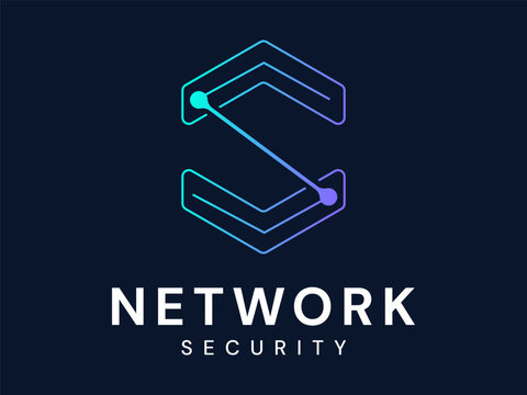 Network security with abstract hexagon Elements Forming Letter S Shape vector illustration logo design concept, Representing Digital Transformation, AI, innovation, ui, robotic, futuristic technology.