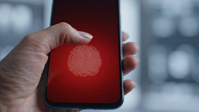 Fingerprint smartphone security biometric authentication password technology hand touch screen identity access safety unlock sensor privacy mobile