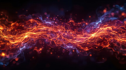 Fototapeta premium Abstract fire energy fusion with glowing orange and violet light trails