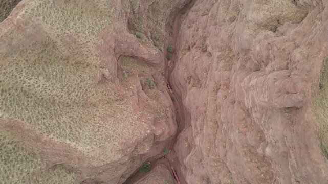 Aerial view of Pingshanhu Grand Canyon in Zhangye, Gansu, China