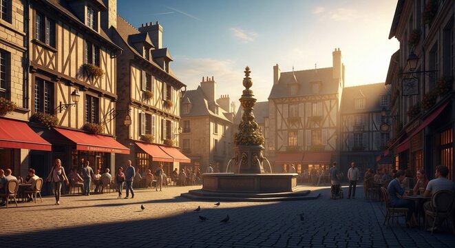 Town square architecture day