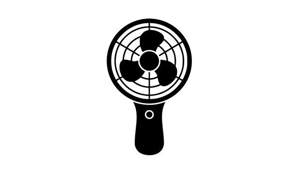 Minimal Black Handheld Electric Fan Vector Illustration