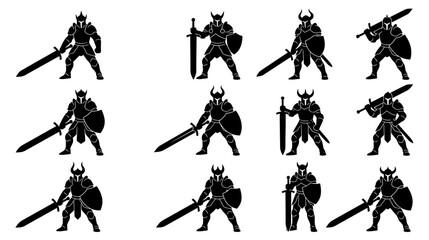 Naklejka premium Medieval Warrior Silhouette Collection