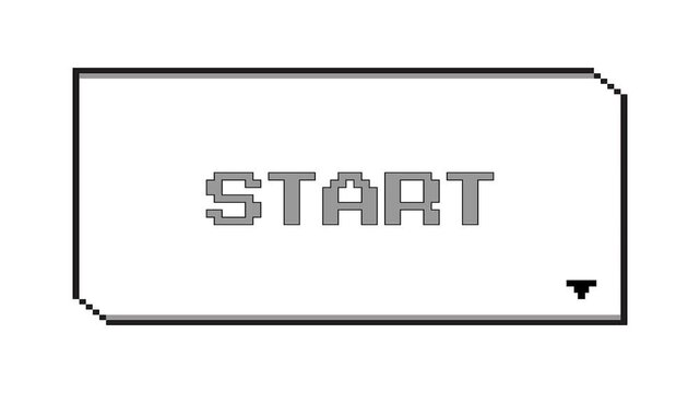 Start game, simple game in 8-bit pixel art style. video game.