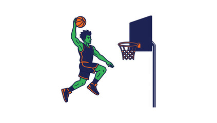 Basketball Player Performing Slam Dunk Toward Hoop © Rahmat Chowdhury 