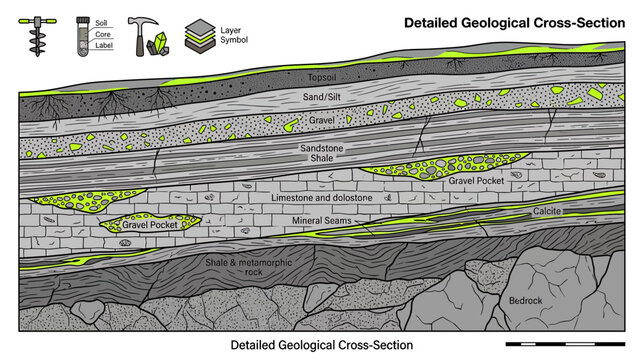 Detailed Geological Cross-Section Diagram