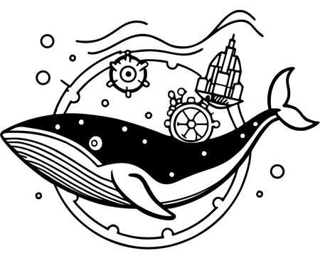 vector illustration of a ship