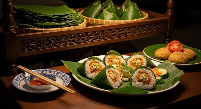 Traditional indonesian cuisine presentation