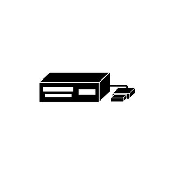This is a minimalist vector illustration of a Card Reader icon, featuring a simple, clean, and solid glyph style. The icon can be used as a symbol, sign, or logo.