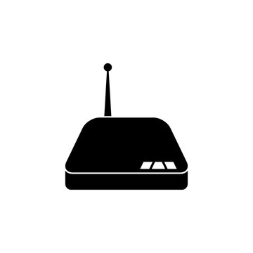 This is a minimalist vector illustration of a Network Divice icon, featuring a simple, clean, and solid glyph style. The icon can be used as a symbol, sign, or logo.