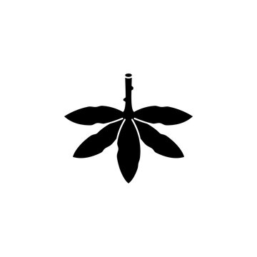 This is a minimalist vector illustration of a cassava icon, featuring a simple, clean, and solid glyph style. The icon can be used as a symbol, sign, or logo.